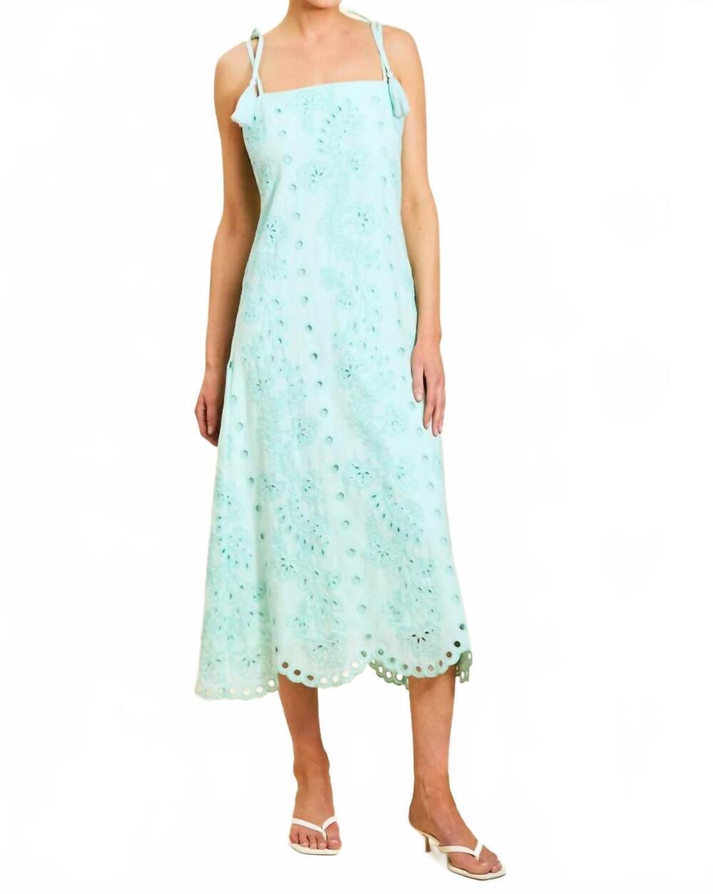 NEW MESTIZA NEW YORK salvador tassel midi dress in tidal blue